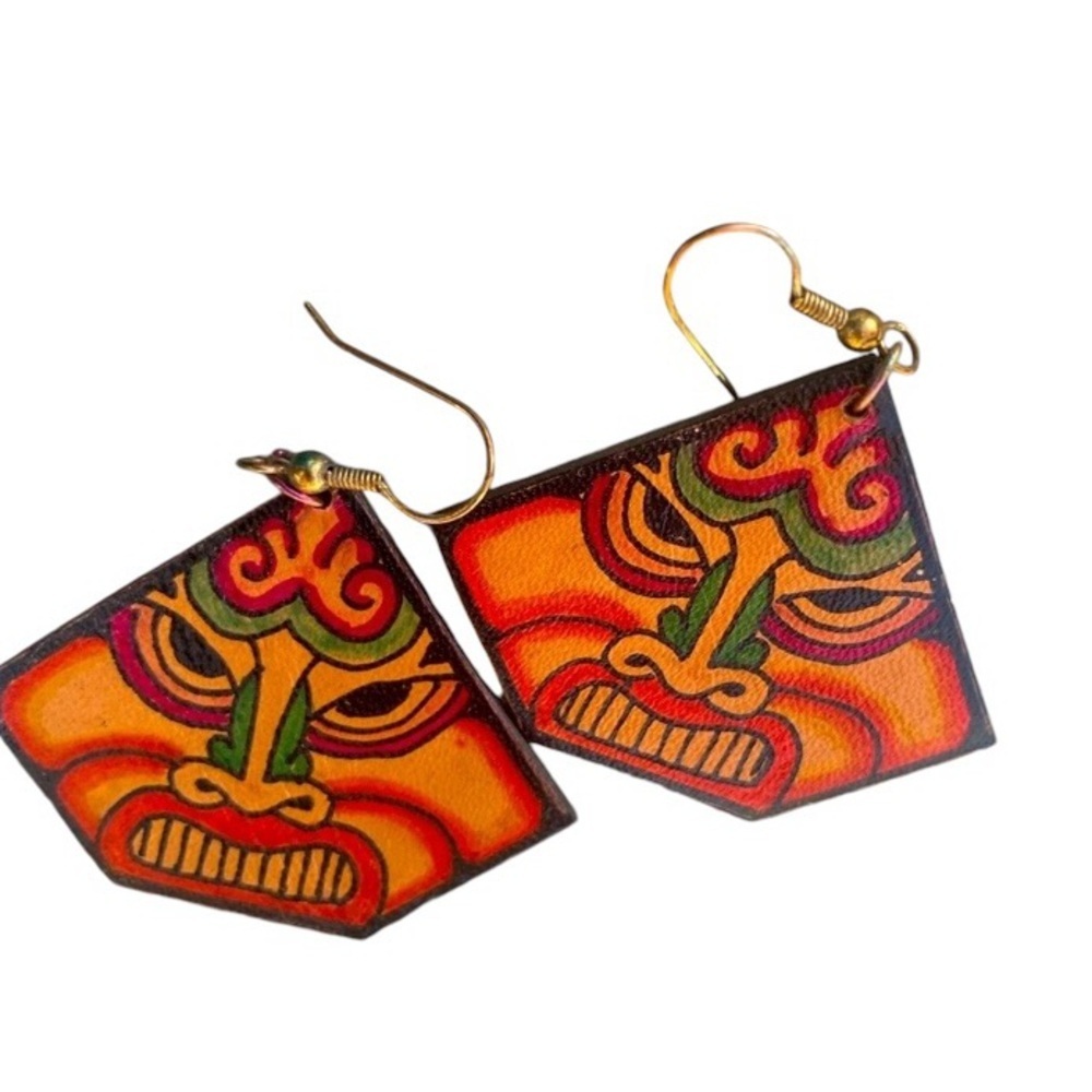 RARE FIND Vintage Handcrafted Leather Earrings